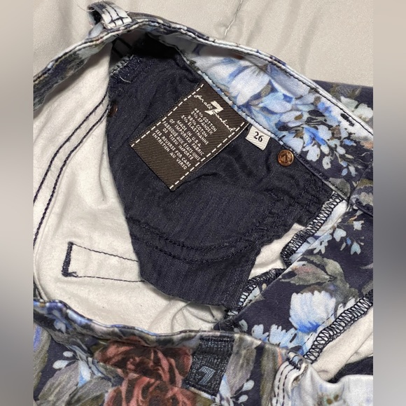 7 For All Mankind blue floral Skinny Jeans size 26 - Picture 5 of 7